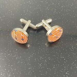 Elegant Orange and Silver Cufflinks